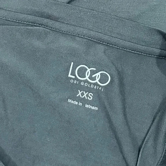 LOGO Lori Goldstein Green Tunic Top Sz XXS 3/4 Sleeve Pockets Flowy Blou… - Picture 6 of 7